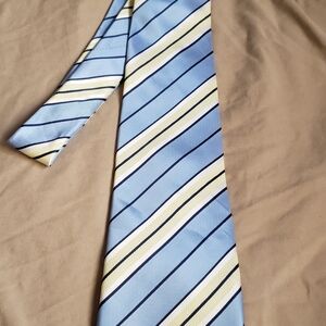 Hugo Boss Blue‎ and Yellow Silk Tie with Diagonal Stripes